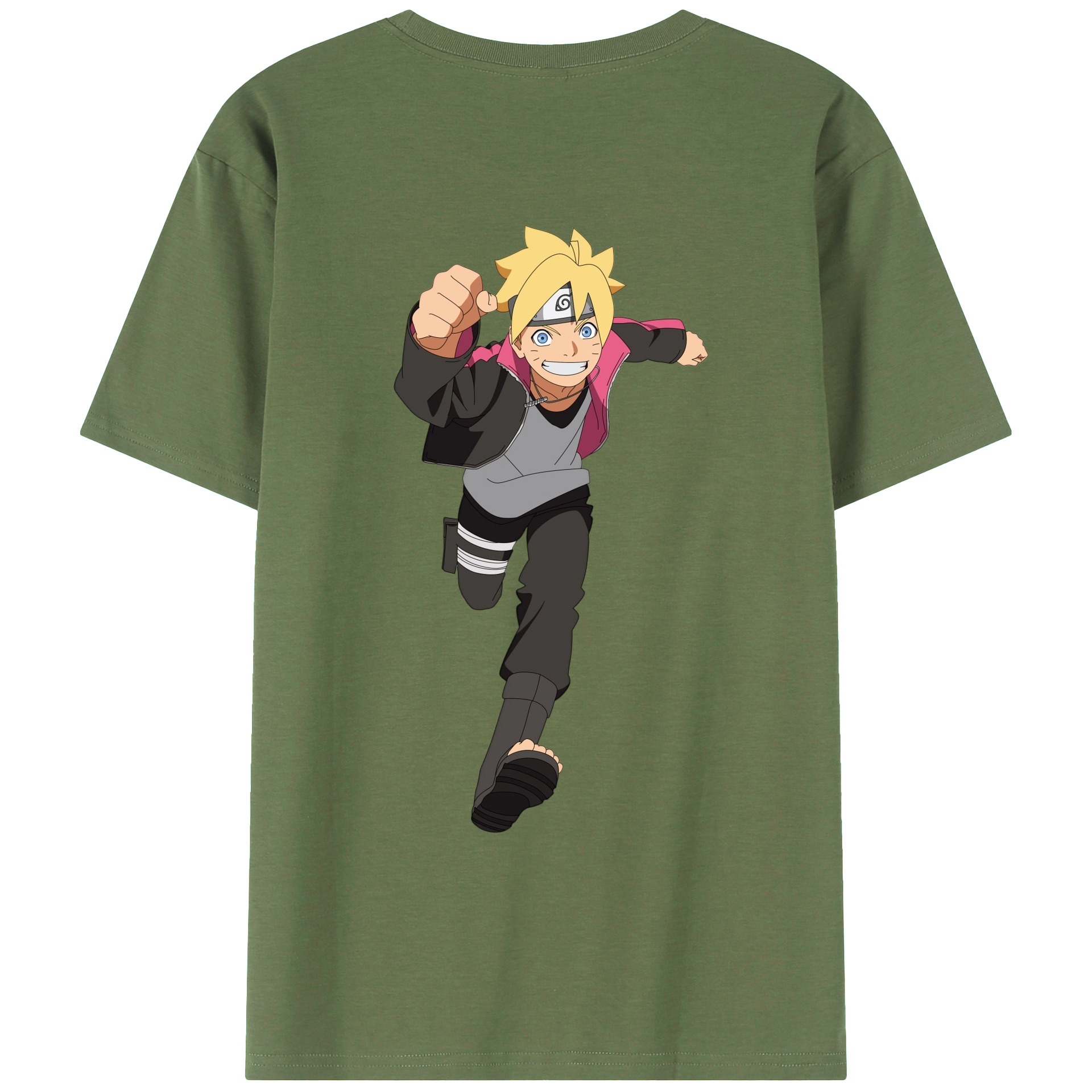 （画像用） NARUTO -ナルト- うずまき ボルト Uzumaki Boruto 綿100％ メンズ半袖Tシャツ（バックプリント） 通気性